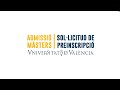 Image of the cover of the video;TUTORIAL PREINSCRIPCIÓ MÀSTERS UV